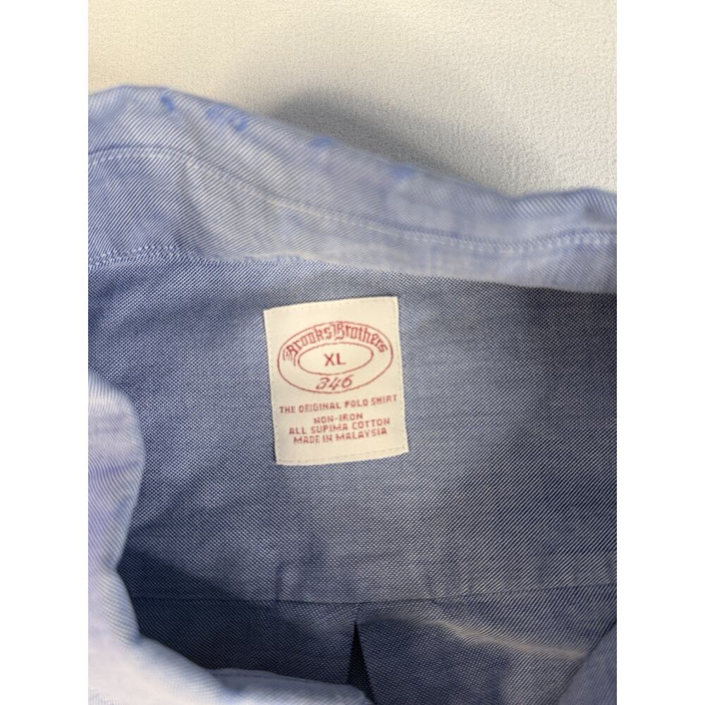 Brooks Brothers 346 Men's Supima Cotton Non-Iron Classic Blue Dress Shirt XL - Picture 4 of 6